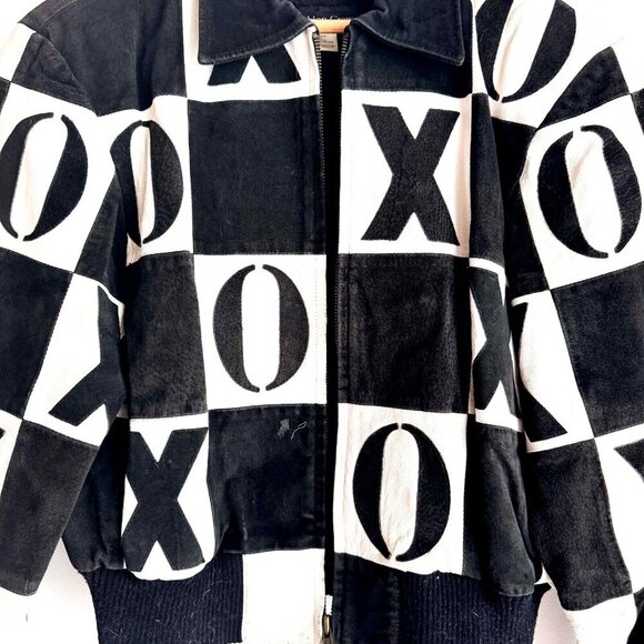 Vintage Fashion Crew XOXO Black White Suede Jacket M - Picture 2 of 7